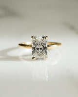2.71 Ct Radiant Cut Moissanite Engagement Ring, Crushed Ice Radiant Cut Ring