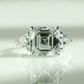 Three Stone 4.90 Ct Asscher Cut Moissanite Engagement Ring