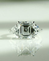 Three Stone 4.90 Ct Asscher Cut Moissanite Engagement Ring