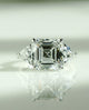 Three Stone 4.90 Ct Asscher Cut Moissanite Engagement Ring