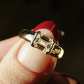 Bezel Set 1.29 Ct Emerald Cut Moissanite Engagement Ring
