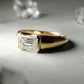 Bezel Set 2 Ct Emerald Cut Moissanite Engagement Ring