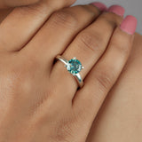 2.50 Ct Portuguese Cut Blue Green Moissanite Ring