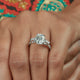 Three Stone 3.30 Ct Cushion Cut Moissanite Ring