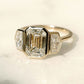 Three Stone 2.70 Ct Emerald Cut Moissanite Engagement Ring