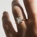Bezel Set 2 Ct Emerald Cut Moissanite Engagement Ring