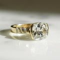 Bezel Set 3.96 Ct Cushion Cut Moissanite Engagement Ring