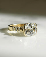 Bezel Set 3.96 Ct Cushion Cut Moissanite Engagement Ring