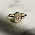 Bezel Set 2.02 Ct Oval Cut Moissanite Engagement Ring