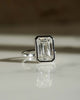 Bezel Set 6.72 Ct Emerald Cut Moissanite Engagement Ring