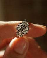 Bezel Set 5 Stone 2.01 Ct Emerald Cut Moissanite Engagement Ring