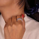 Moissanite Sapphire Diamond Wedding Band