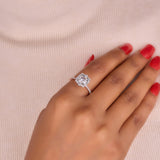 2 Ct Cushion Cut Moissanite Hidden Halo Ring