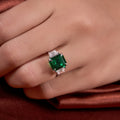 Three Stone Emerald Cut Moissanite Ring