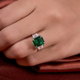 Three Stone Emerald Cut Moissanite Ring