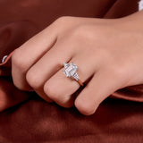 Three Stone 3.50 Ct Emerald Cut Moissanite Ring