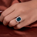 3.55 CT Emerald Cut Moissanite Halo Ring