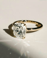Old Mine 3.34 Ct Cushion Cut Moissanite Engagement Ring