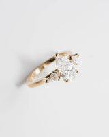 Three Stone 3 CT Pear Cut Moissanite Engagement Ring