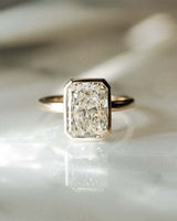 Bezel Set 4.14 Ct Radiant Cut Moissanite Engagement Ring