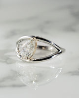 1.40 Ct Elongated Pear Cut Moissanite Engagement Ring
