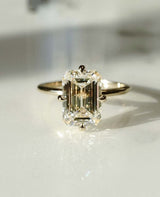 3.80 Ct Emerald Cut Moissanite Engagement Ring