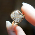 Bezel 4.16 Ct Cushion Cut Moissanite Engagement Ring