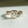Bezel Set 2.03 Ct Emerald Cut Moissanite Engagement Ring