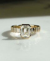 Bezel Set 2.03 Ct Emerald Cut Moissanite Engagement Ring