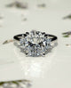 Three Stone 4.17 Ct Cushion Cut Moissanite Engagement Ring
