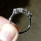 Three Stoe 3.06 Ct Cushion Cut Moissanite Engagement Ring