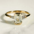 Bezel Set 2 Ct Emerald Cut Moissanite Engagement Ring