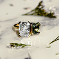 4.45 Ct Radiant Cut & Green Sapphire Moissanite Engagement Ring