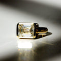 Bezel Set 3.40 Ct Emerald Cut Moissanite Engagement Ring