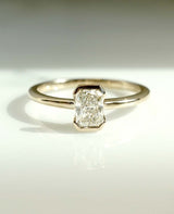 Bezel Set 0.50 Ct Radiant Cut Moissanite Engagement Ring