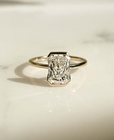 Bezel Set 3 Ct Radiant Cut Moissanite Engagement Ring
