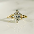 Bezel & Prong Set 1.56 Ct Marquise Cut Moissanite Engagement Ring