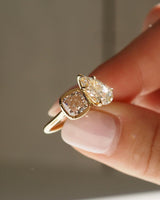 Toi Et Moi 3.46 Ct Pear & Cushion Cut Moissanite Engagement Ring