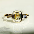 Bezel Set 2.01 Ct Emerald Cut Moissanite Engagement Ring