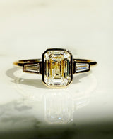 Bezel Set 2.01 Ct Emerald Cut Moissanite Engagement Ring