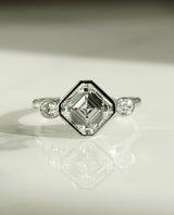 Bezel Set 2.83 Ct Asscher Cut Moissanite Engagement Ring