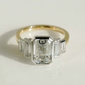 2.10 Ct Emerald Cut Moissanite Engagement Ring
