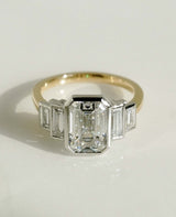 2.10 Ct Emerald Cut Moissanite Engagement Ring
