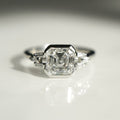 Bezel Set 2.01 Ct Asscher Cut Moissanite Engagement Ring