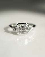 Bezel Set 2.01 Ct Asscher Cut Moissanite Engagement Ring