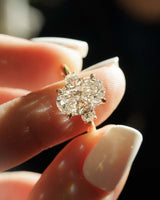 Three Stone 3.03 Ct Oval Cut Moissanite Engagement Ring