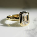 Bezel Set 2.24 Ct Emerald Cut Moissanite Engagement Ring