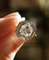 Bezel Set 2.01 Ct Asscher Cut Moissanite Engagement Ring