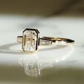 Bezel Set 1.85 Ct Emerald Cut Moissanite Engagement Ring