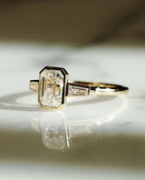 Bezel Set 1.85 Ct Emerald Cut Moissanite Engagement Ring
